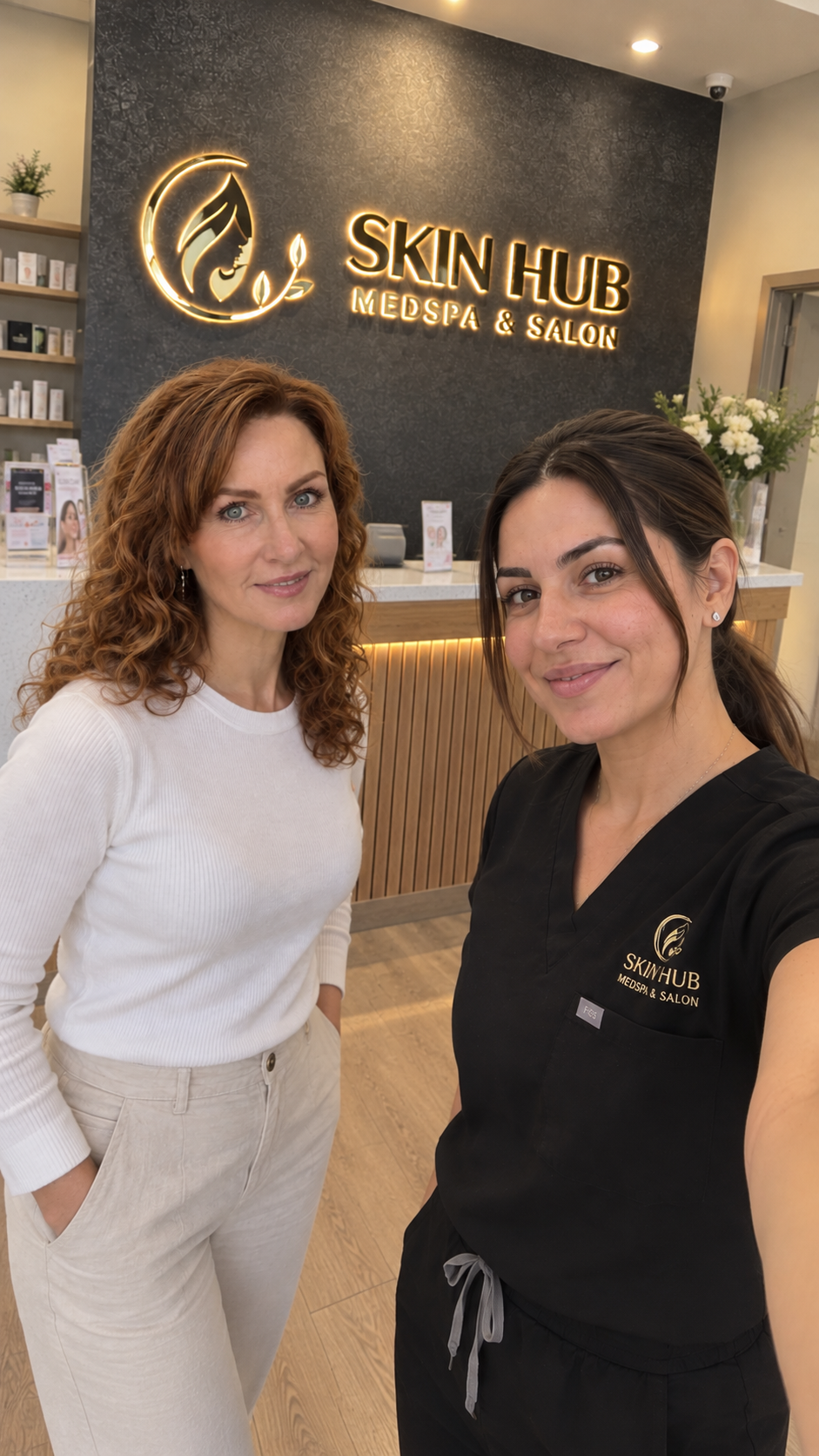 Skin Hub reception and client